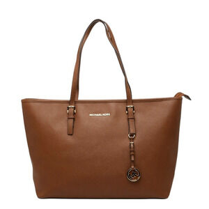 Michael Kors Logo Tote Bag Handbag Brown Leather Women's